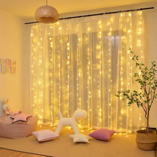 Load image into Gallery viewer, Litehouse USB Warm White Copper Curtain Fairy String Light - 3 x 3m
