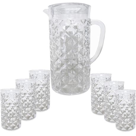 2.8L Crystal Clear Acrylic Pitcher & 6 Tumbler Set Buy Online in Zimbabwe thedailysale.shop