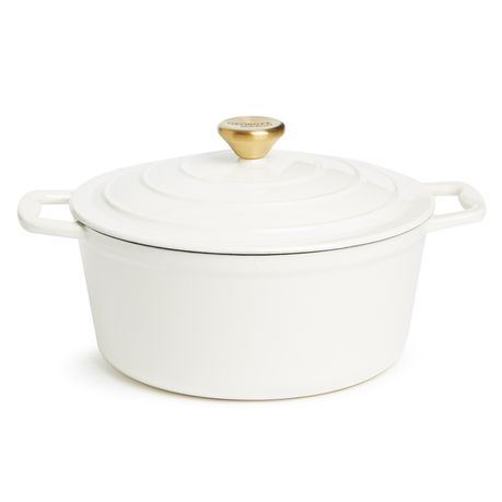 George & Mason - 25cm Round Enamel Cast Iron Casserole - Cream Buy Online in Zimbabwe thedailysale.shop