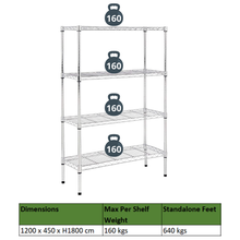 Load image into Gallery viewer, Anchor Heavy Duty 4 Tier Black Steel Wire Storage Shelving 160Kg per Shelf
