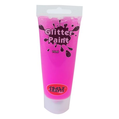 Crazy Crafts Acrylic Glitter Paint - Neon Pink Glitter