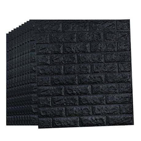 Black 10 Pack Wall Panels Brick Design PE Foam Wallpaper Buy Online in Zimbabwe thedailysale.shop