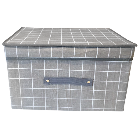 Aesthetic Grid Pattern Foldable Storage Container | Grey & White