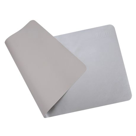 Large Reversible PU Leather Desk Pad / Mouse Pad - Grey & Silver