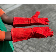 Load image into Gallery viewer, Long Leather Braai Gloves - Welders Heat Resistant Gloves
