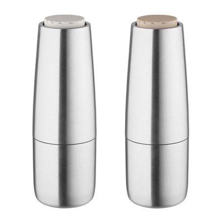 blomus Salt & Pepper Mills: Stainless Steel Matt with Beige Grind Adjusters Buy Online in Zimbabwe thedailysale.shop