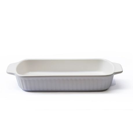 Fine Living Rectangular Ceramic Dish - White