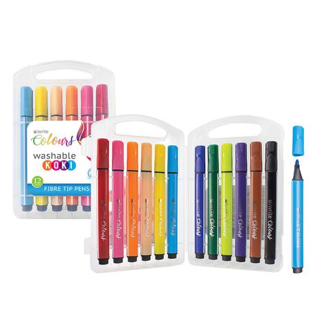 iWrite Colours Washable Triangular Koki Colouring Pens - Pack of 12