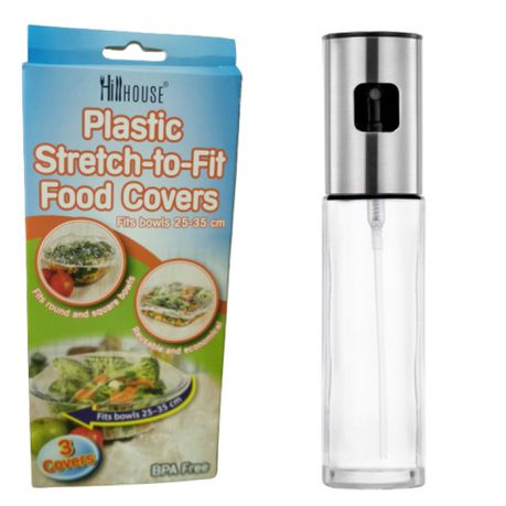 Oil & Vinegar Spray Bottle with 3 Plastic Food Covers Buy Online in Zimbabwe thedailysale.shop