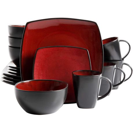 16 Pieces Square Ceramic Dinner Set - Red Buy Online in Zimbabwe thedailysale.shop