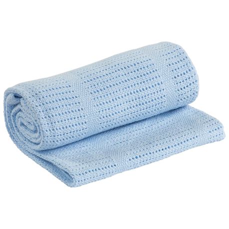 George & Mason Baby - Hypoallergenic Cotton Cellular Blanket - Blue