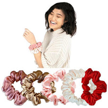 Load image into Gallery viewer, Scrunchies–5 Satin,5 Velvet,3 With Ribbons and Pearls &amp; 5 Skinny Hair Ties
