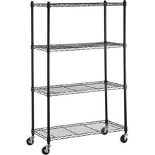 Load image into Gallery viewer, Anchor 4 Tier Black Steel Wire Storage Shelving 2 inch Castor Wheels &amp; Caps
