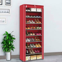 Load image into Gallery viewer, Multipurpose Portable Folding Shoe Rack 9 Tier -Red
