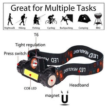 Load image into Gallery viewer, LED Headlamp Magnetic USB Rechargeable COB Headlight
