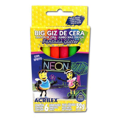 Neon Jumbo Wax Crayon 52g - 6 cols