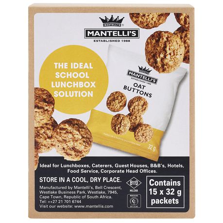 Mantelli's Oat Buttons 15 x 32g Packets