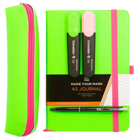 A5 Neon Journal Set Green + Free Schneider K15 Pen Buy Online in Zimbabwe thedailysale.shop