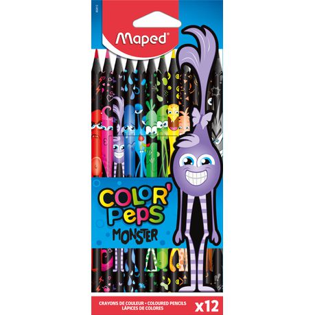 Maped Monster Triangular Colour Pencils 12's