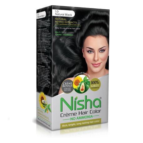 Pack of 2 - Nisha Creme Hair Colour Pack with Brush & Conditioner - Black Buy Online in Zimbabwe thedailysale.shop