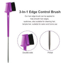 Load image into Gallery viewer, Edge Control Brush 3-IN-1 (Brush - Comb - Pintail) - Purple
