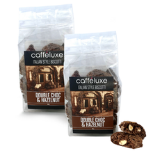 Load image into Gallery viewer, Caffeluxe Real Italian | Double Chocolate &amp; Hazelnut Biscotti Biscuit 2Pack
