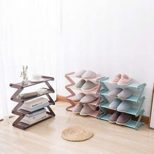 Load image into Gallery viewer, 4-Tier Stylish Zigzag Shaped Shoe Organizer Storage Rack - Black
