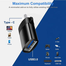 Load image into Gallery viewer, Techcat Adapter USB C Hi-Speed USB Type-C to USB-A 3.0 Black
