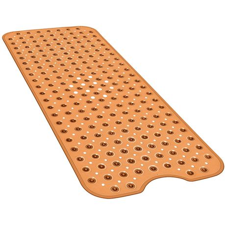 Non-Slip PVC Bathroom Bath/Shower Mat Polka Dot Texture Brown Extra Large