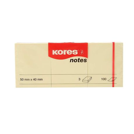 Kores Yellow Notes 50 x 40mm Pack of 3