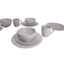 Load image into Gallery viewer, 16 Piece Ivory White Embossed Ceramic Dinnerware Set - Design 09
