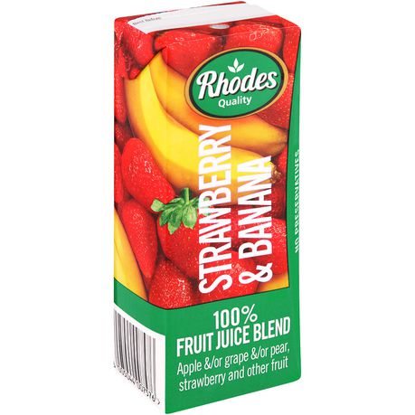 Rhodes 100% Fruit Juice Strawberry/Banana 24 x 200 ML Buy Online in Zimbabwe thedailysale.shop