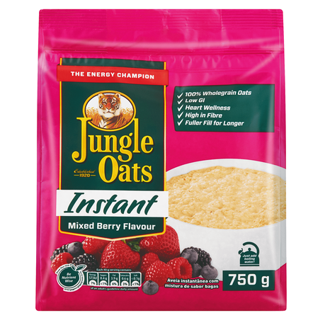 Jungle Oats Instant Mixed Berry Flavour Pouch 750g