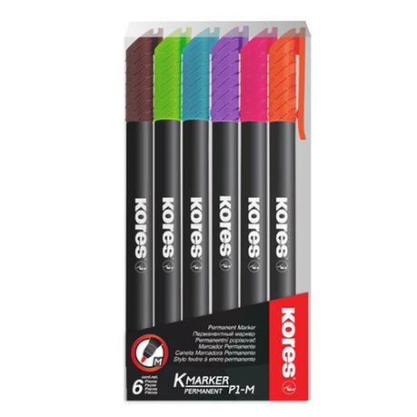 Kores Permanent Markers Fine Set of 6 Assorted Colours Buy Online in Zimbabwe thedailysale.shop