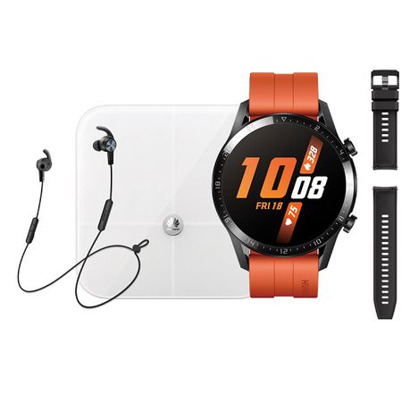 Huawei Watch GT 2 Sport Smartwatch (46mm) - Sunset Orange Bundle