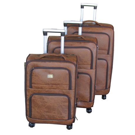 Nexco Luggage Bag Set of 3 PU Leather Suitcases 28' inch - Elephant Brown