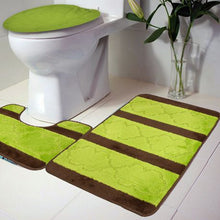 Load image into Gallery viewer, Two Tone 3 Piece Non-Slip Turkish Toilet Cover &amp; Mat Set Brown/Green
