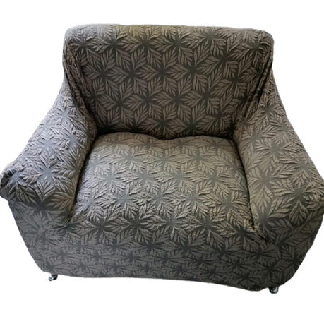 Leaf Pattern Sofa Cover 3, 2 and 1 Seater - Grey