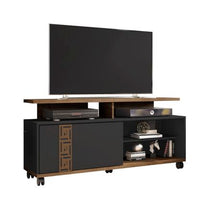 Load image into Gallery viewer, Linx Rack Topazio Entertainment TV Stand - Black &amp; Brown
