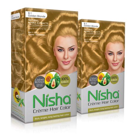 Nisha Creme Hair Colour Pack Brush and Conditioner Golden Blonde - 2 Pack Buy Online in Zimbabwe thedailysale.shop