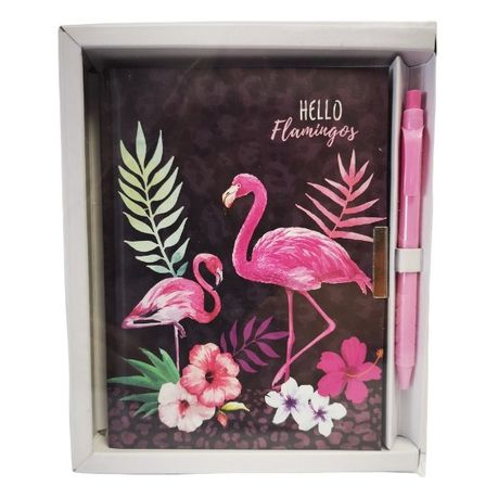 Notebook / Diary with Lock and Pen (13.5cm x 18cm) - Flamingo Buy Online in Zimbabwe thedailysale.shop