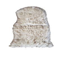 Load image into Gallery viewer, White and Brown Shade Faux Sheep Rug
