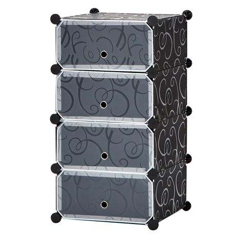 Gretmol 4 Tier Stackable Shoe Rack - Black