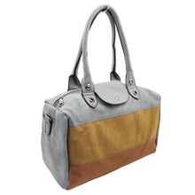 Load image into Gallery viewer, Blackcherry Colour Block Barrel Tote-Grey/Tan
