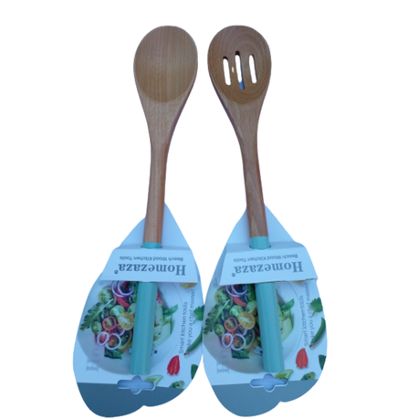 Set of One Wooden Spoon and One Wooden Slotted Spoon Buy Online in Zimbabwe thedailysale.shop