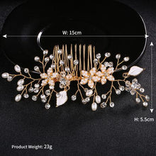 Load image into Gallery viewer, Olive Tree - Floral Beads &amp; Pearl Styled Hair Comb - Bridal/Formal Event
