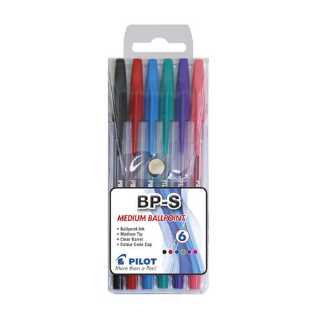 Pilot BP-S Medium Ballpoint Pens - Wallet of 6 Colours Buy Online in Zimbabwe thedailysale.shop