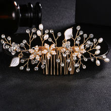 Load image into Gallery viewer, Olive Tree - Floral Beads &amp; Pearl Styled Hair Comb - Bridal/Formal Event
