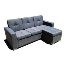 Load image into Gallery viewer, 3 Seater Universal L-Shape Grey Textured Material Couch
