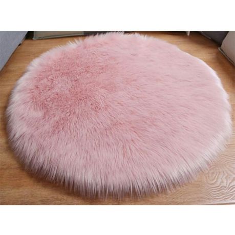 White Round Faux Fur Rug (100cm100cm}